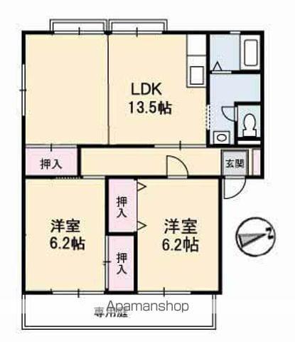 レヴールKⅡ(2LDK/1階)の間取り写真