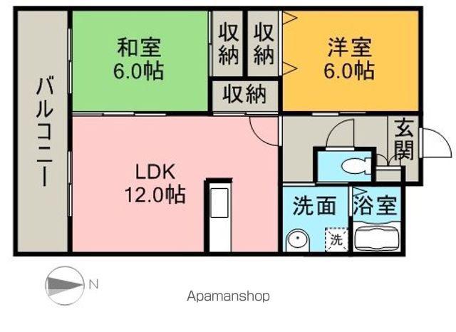 フィネス八幡(2LDK/2階)の間取り写真