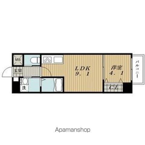 LUXETAGE大須ウエスト(1LDK/8階)の間取り写真