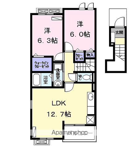 近鉄名古屋線 伏屋駅 徒歩19分 2階建 築16年(2LDK/2階)の間取り写真