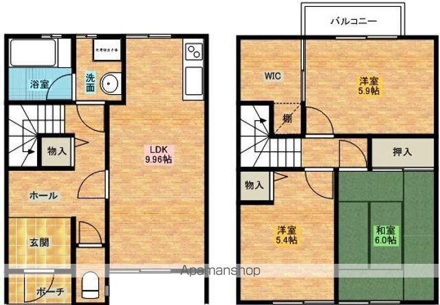フジパレス忠岡Ｂ棟(3LDK)の間取り写真