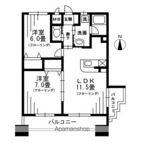 リビングステージ木町通(2LDK/12階)の間取り写真