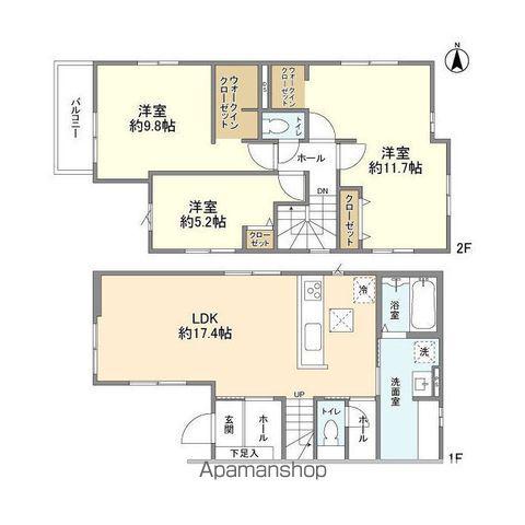 東武鉄道野田線 運河駅 徒歩18分 2階建 築1年(3LDK)の間取り写真