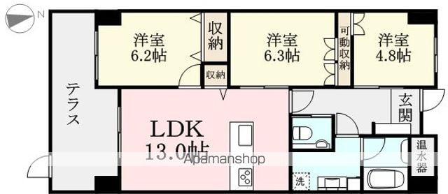 レジーネ大和田(3LDK/5階)の間取り写真