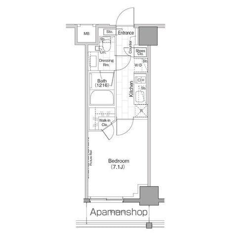 ザ・パークハビオ早稲田(1K/2階)の間取り写真