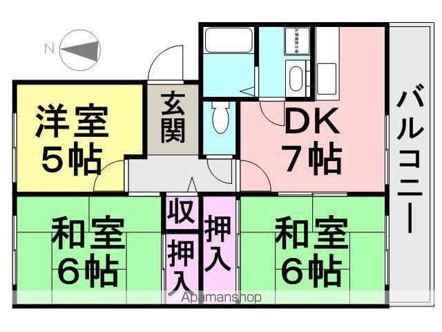 フルーツヴィラマルイ(3DK/4階)の間取り写真