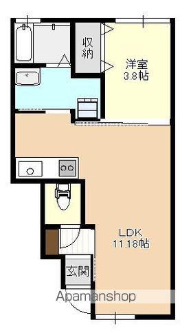 アップルメゾン小比内Ⅱ(1LDK/1階)の間取り写真