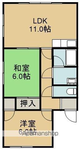 ユピテル参番館(2LDK/1階)の間取り写真