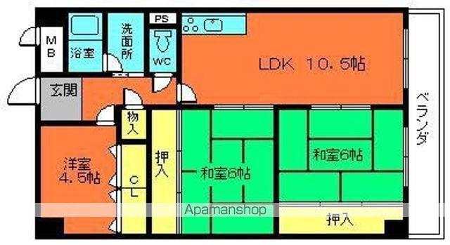 ランプリ築山(3LDK/4階)の間取り写真