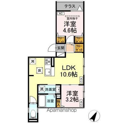 セレスティア柴又III(2LDK/1階)の間取り写真