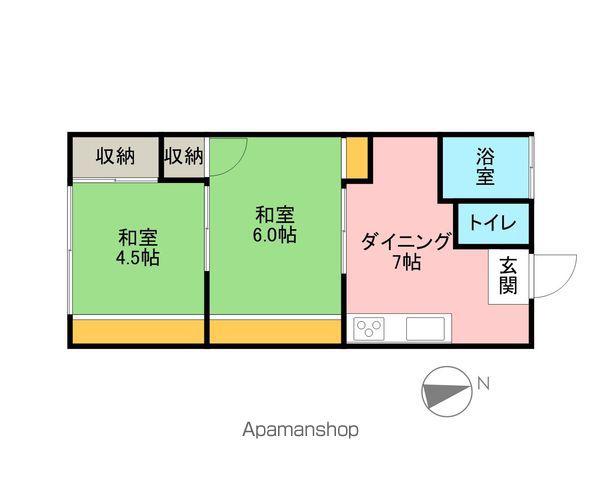 中央町コーポ(2DK/2階)の間取り写真