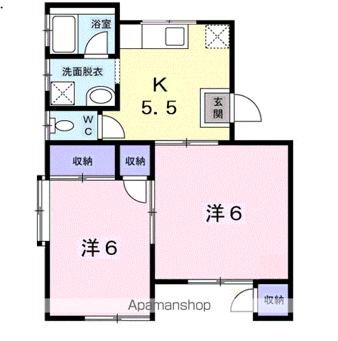 マリノスプラザ(2K/1階)の間取り写真