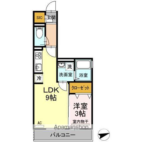 ボヌール SA(1LDK/3階)の間取り写真