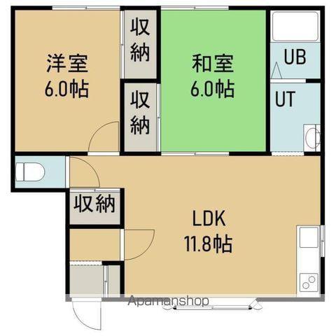 マンションあけぼの(2LDK/1階)の間取り写真