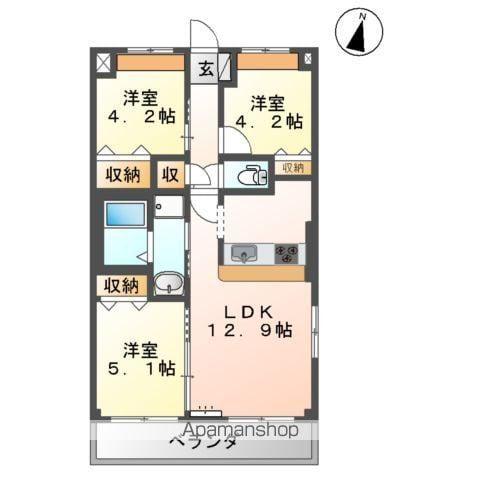レジデンスガーデンⅢ(3LDK/2階)の間取り写真