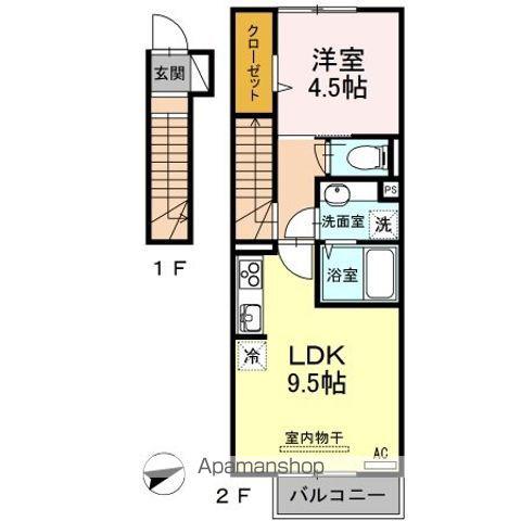 メルベーユ広Ⅱ(1LDK/2階)の間取り写真