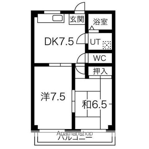 ピュア10(2DK/4階)の間取り写真