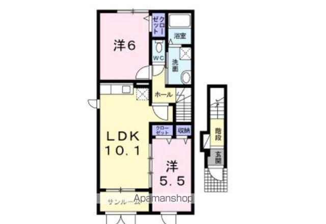 ビサイド オン ユー 壱番館(2LDK/2階)の間取り写真