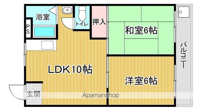 シャトー北畠(2LDK/4階)の間取り写真