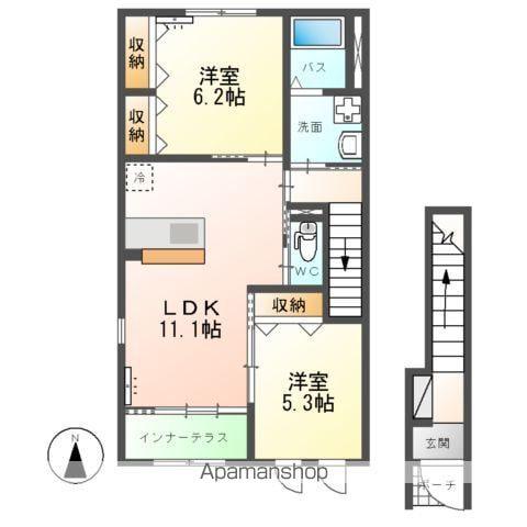 鹿島線 鹿島神宮駅 徒歩72分 2階建 築7年(2LDK/2階)の間取り写真