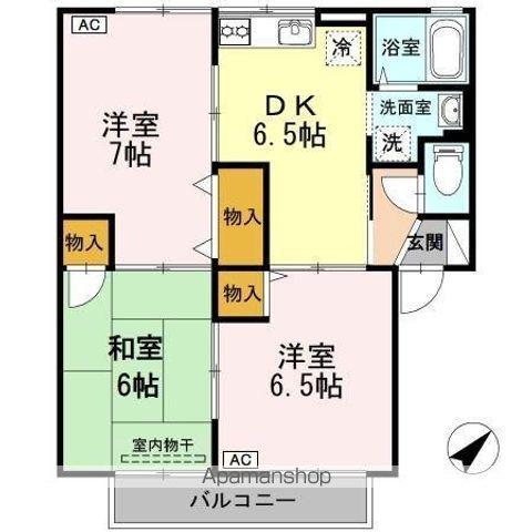 セジュール永広 III棟(3DK/1階)の間取り写真