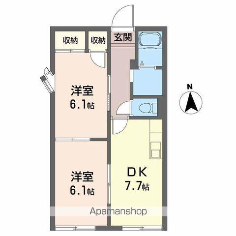 タウニィ井口Ⅱ(2DK/1階)の間取り写真