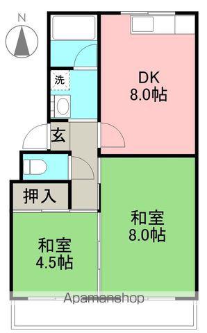 コーポ一宮Ⅰ(2DK/2階)の間取り写真