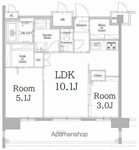 エンクレスト天神LINK(2LDK/13階)の間取り写真