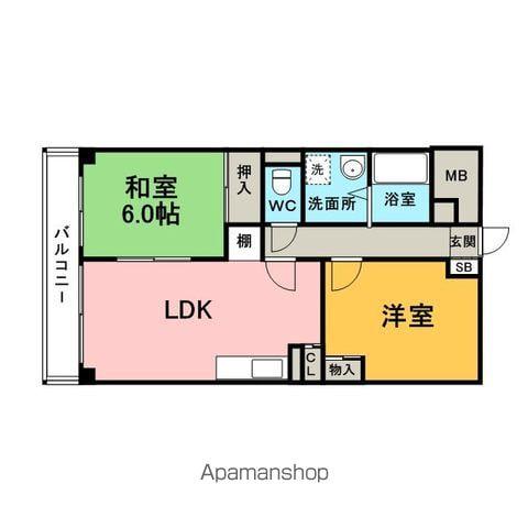 マイナミハイツⅡ(2LDK/2階)の間取り写真