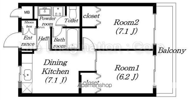 エンゼルプラザ大石(2DK/4階)の間取り写真
