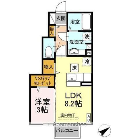 シエルラピッド(1LDK/1階)の間取り写真