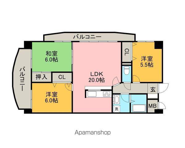 グランプラス西島(3LDK/2階)の間取り写真