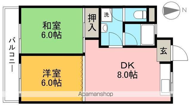 TREASURE HOUSE(2DK/5階)の間取り写真