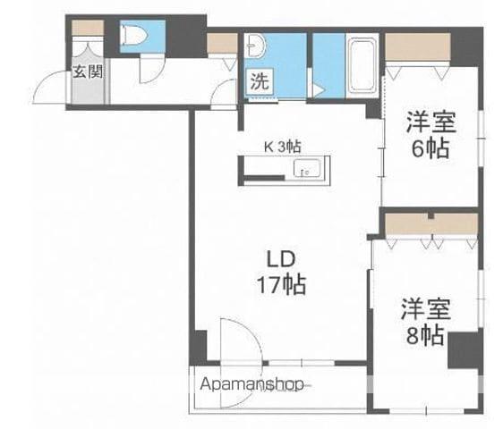 レゾ札幌(2LDK/3階)の間取り写真