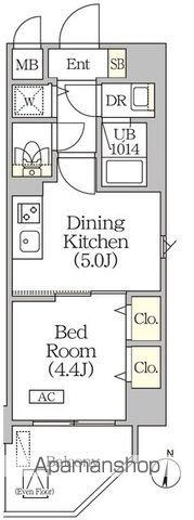 グローリオシェルト水道橋(1DK/2階)の間取り写真