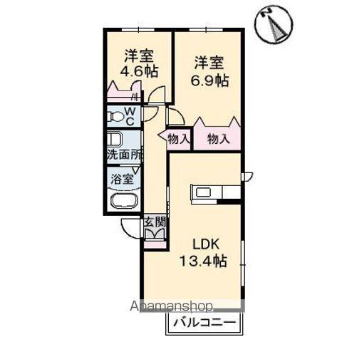 シャーメゾンコリーヌ(2LDK/2階)の間取り写真