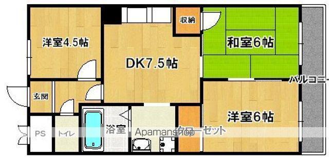 ハイム奥野(3DK/2階)の間取り写真