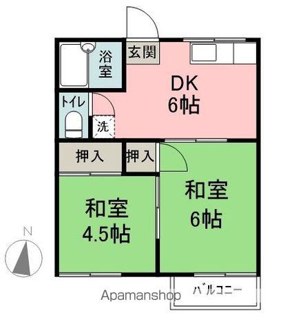カーサヤマコシ(2DK/1階)の間取り写真