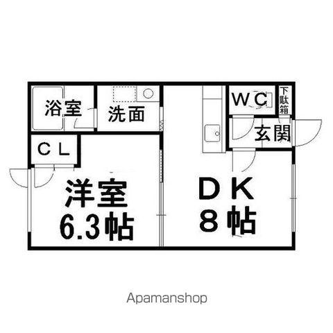コーポプリムラⅠ(1DK/2階)の間取り写真