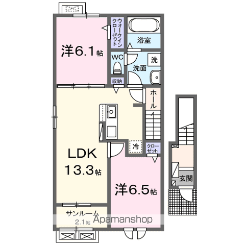 ブライト スクエアⅣ(2LDK/2階)の間取り写真