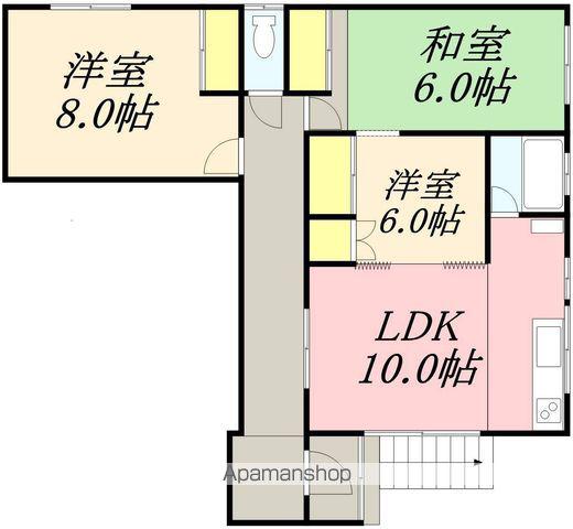 小樽潮見台戸建(3LDK/2階)の間取り写真
