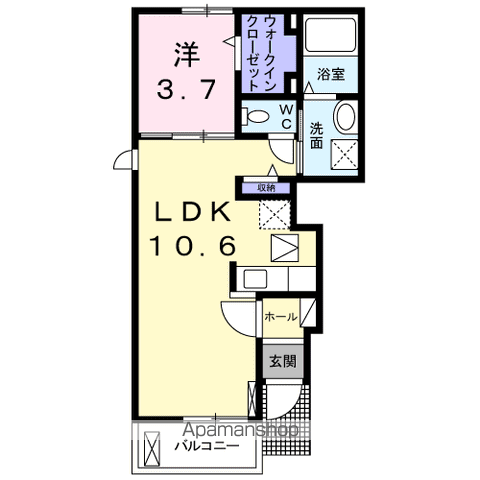 シャイン21Ⅱ(1LDK/1階)の間取り写真