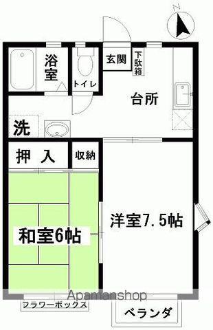 ユニオンシティ(2K/2階)の間取り写真