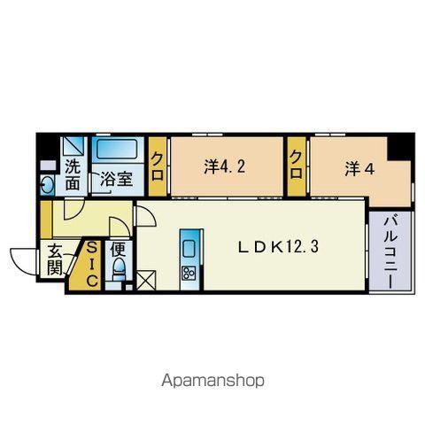 ビエラコート赤坂けやき通(2LDK/7階)の間取り写真