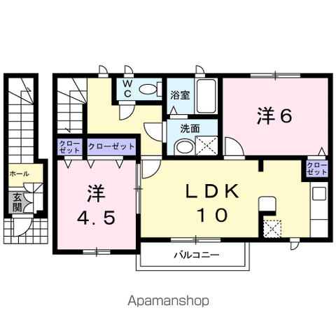 中土井ロングハイツ(2LDK/2階)の間取り写真