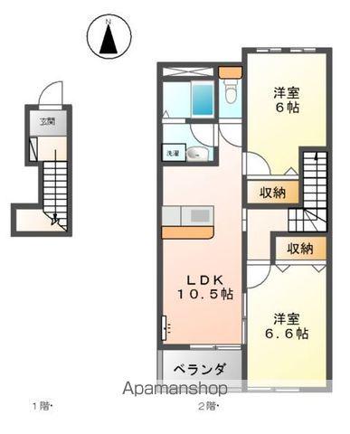 クレシアハイムYK(2LDK/2階)の間取り写真