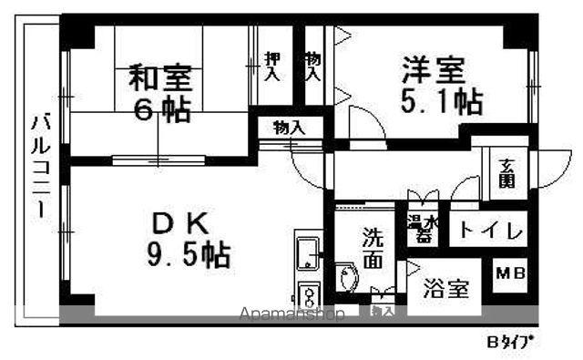 エクセリア駅南(2DK/2階)の間取り写真
