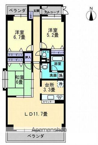 RATAN・TATAラタン・タータ(3LDK/6階)の間取り写真