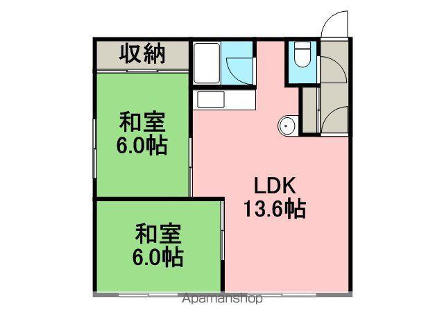 はまなす荘(2LDK/2階)の間取り写真