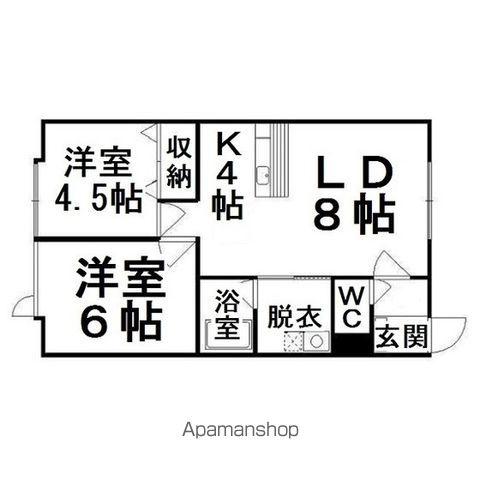 ハイツ岡崎中ノ島(2LDK/1階)の間取り写真